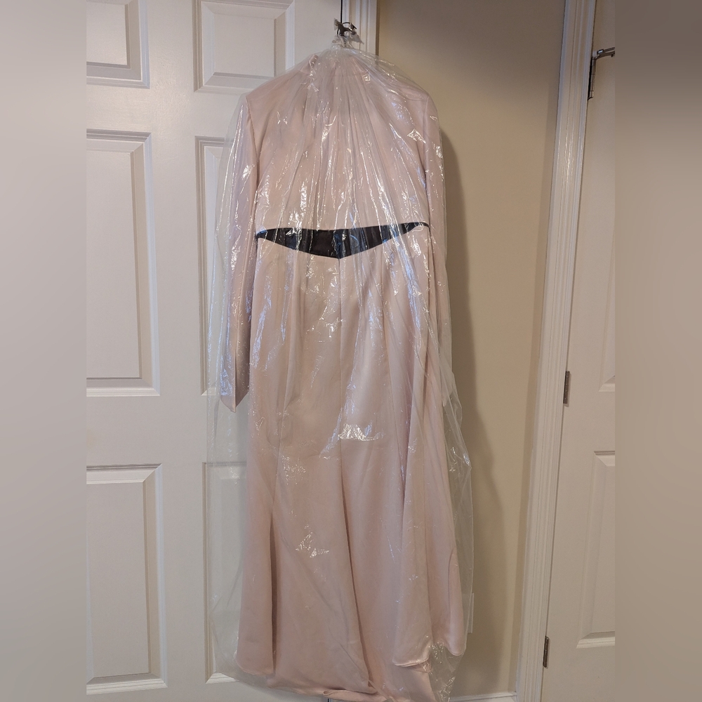 David's Bridal Sleeveless Dress with Jacket/Shrug; Size 14; Pink w/Brown accents - Picture 10 of 11